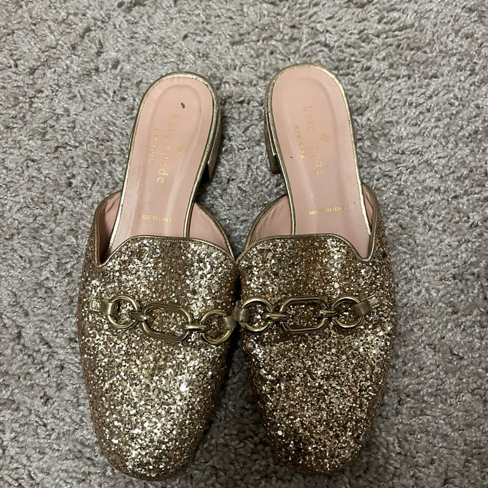 Kate Spade Gold Glitter Women's Mules